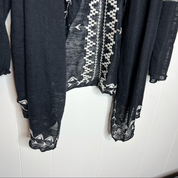 32. Haute Project Black Embroidered Open Cardigan M  Boho - Picture 5 of 9